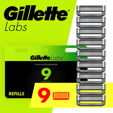 Gillette Labs Men's Razor Blade Refills with Exfoliating Bar, Green, 9 Refills
