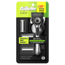 Gillette Labs Razor with Exfoliating Bar, 5 Refills, 1 Hanger