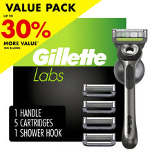Gillette Labs Razor with Exfoliating Bar, 5 Refills, 1 Hanger