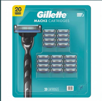 Gillette Mach3 Razor Blade Refills, Razor Cartridges, Razor Refills for Men, Lubrication Strip, 20 ct.