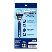Gillette Mens Razor, Clean & Fresh, Handle + 5 Blade Refills