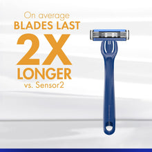 Gillette Sensor3 Refillable Razor for Men, 1 Shaving Razor Handle & 4 Blade Refills, Blue