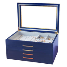 Glass Top-Lift Lid Large Contemporary Jewelry Box