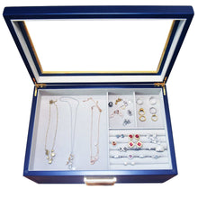 Glass Top-Lift Lid Large Contemporary Jewelry Box