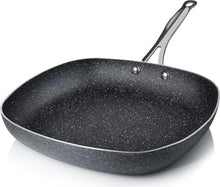 Granitestone 11" Shallow Square Frying Pan Nonstick Skillet, Scratchproof Diamond Infused Coating, No-warp Mineral-enforced Cookware Dishwasher Oven Safe Kitchenware - As Seen On TV - Brands For Less USA