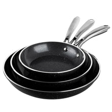 Granitestone 3 Pc Nonstick Frying Pan Set, 8" 10" 12" Frying Pans, Easy Clean Ceramic Frying Pan, Egg Omelet Pan Set, Oven & Dishwasher Safe Skillet, Black - Brands For Less USA