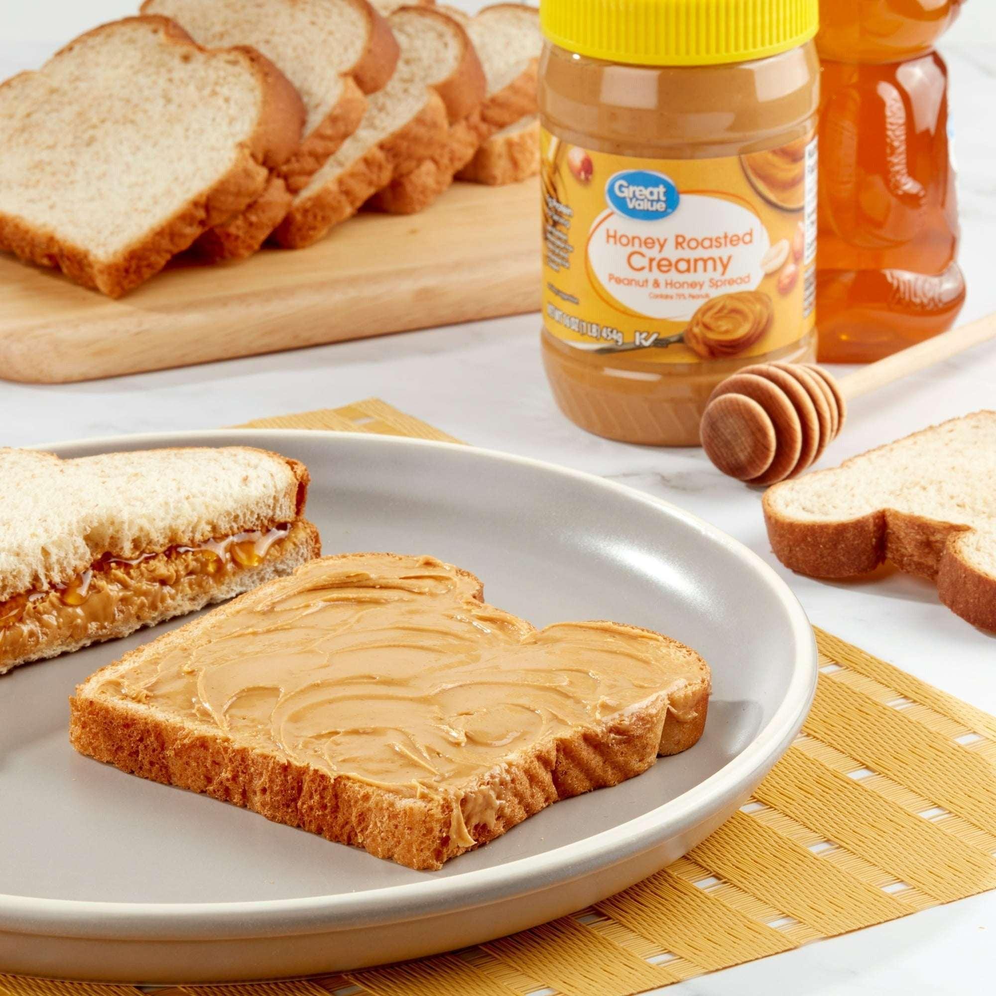Great Value 7 Grams Protein Honey Roasted Creamy Peanut and Honey Spre ...