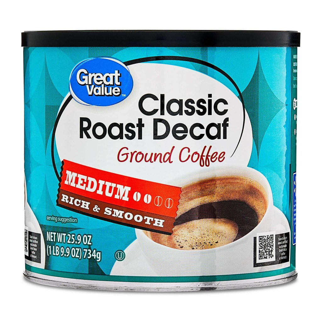 Great Value Decaf Classic Medium Roast Ground Coffee, 25.9 oz– Brands ...