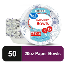 Great Value Everyday Disposable Paper Bowls, 20 oz, 50 Count - Brands For Less USA