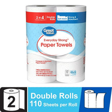 Great Value Everyday Strong Paper Towels, Split Sheets, 2 Double Rolls, Compare to Sparkle®