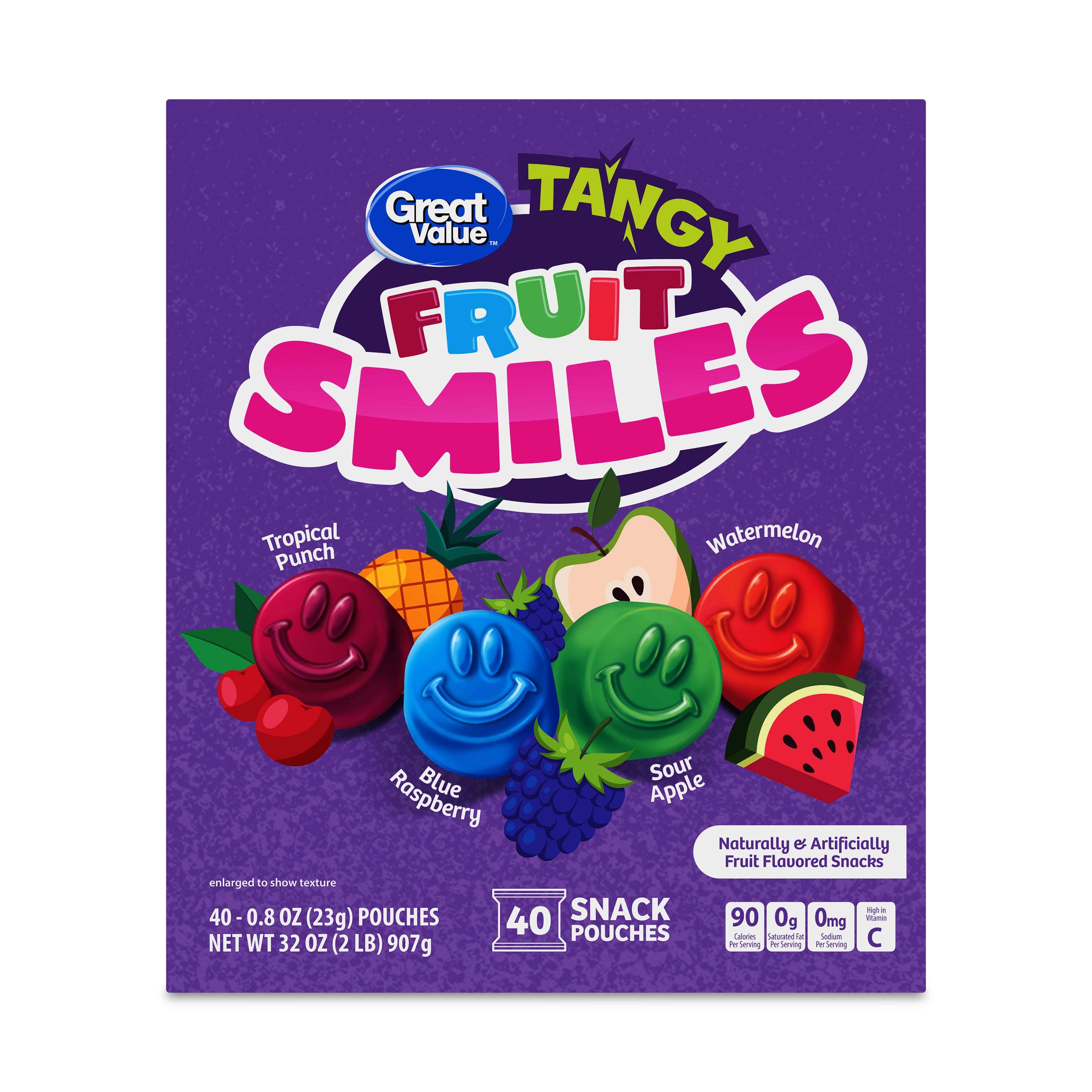 Great Value Fruit Smiles Snacks, Tangy Flavor, 40 Count– Brands For ...