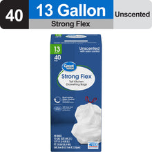 Great Value Strong Flex 13-Gallon Drawstring Tall Kitchen Trash Bags, Fresh Scent, 40 Bags