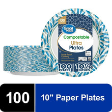 Great Value Ultra Paper Plates, 10”, White, 100 Count
