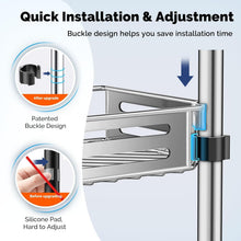 HAMITORCornerShowerCaddyTensionPoleQuickInstallation4-TierRustproofBathroomOrganizerShelvesforBathtubShampooStorage-47-121inchAdjustableFloorStandingBathRackHolder2 - Brands For Less USA