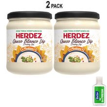 2 Pack HERDEZ Queso Blanco Dip Medium, Tortilla Chip Dip, Shelf-Stable, 15 oz Glass Jar