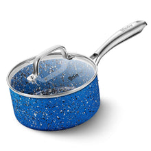 HLAFRG 1 Quart Saucepan with Lid, Ultra Nonstick Sauce Pan with Lid, Granite Nonstick Saucepan 1 quart, Small Sauce Pot, Blue Pot 1 Qt, Small Pot with Lid, Aluminum Sauce Pan 1 Qt - Brands For Less USA