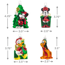 Hallmark Licensed Disney Mickey & Friends Blown Glass Ornaments, Set of 4