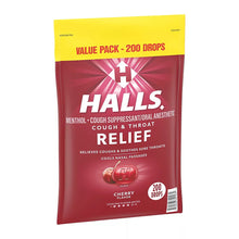 Halls Relief Cherry Flavor Cough Drops, Value Pack, 200 Count