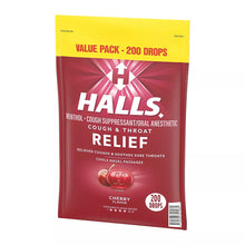 Halls Relief Cherry Flavor Cough Drops, Value Pack, 200 Count