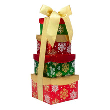 Happy Holidays Snowflake Tower of Sweets 4-Tier Tower, 1.92 lbs Total, Pre-Order