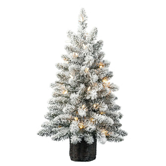 24 in Pre-Lit Cooper Flocked Spruce Artificial Christmas Tree with 35 Clear LED Lights and Stand, by Holiday Time
