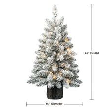 24 in Pre-Lit Cooper Flocked Spruce Artificial Christmas Tree with 35 Clear LED Lights and Stand, by Holiday Time