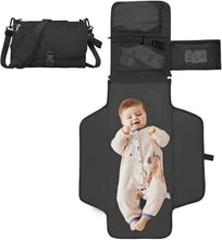 Waterproof Mummy Changing Pad, Foldable Diaper Bag, Portable Travel Changing Mat (Black)