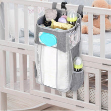 Hanging Baby Diaper Caddy Organizer, Grey, with Paper Pocket, for Crib, Changing Table, Playard, Nursery