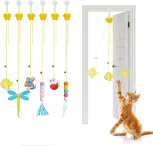 IZEYNO 6 Pack Retractable Cat Toys with Bell, Multicolor Catnip Hanging Toys for Cat, Kitty, Kitten