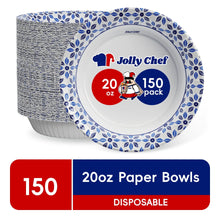 JOLLY CHEF Disposable Paper Bowls,Strong,Soak Proof,Microwave Safe,20 oz,Patterned,150 Count - Brands For Less USA
