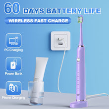 JTFSonicElectricToothbrushforAdultsandKidswithTravelCaseand6BrushHeads_5Modes40000VPMRechargeablePowerToothbrushwithWirelessCharger_IPX7Waterproof60-DayBatteryLife_Purple1 - Brands For Less USA