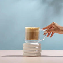 JoyJolt Haven 13.5 oz Fluted Stackable Double Wall Glass Mugs, Set of 6 - Brands For Less USA