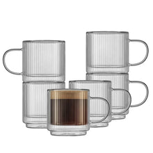 JoyJolt Haven 13.5 oz Fluted Stackable Double Wall Glass Mugs, Set of 6 - Brands For Less USA