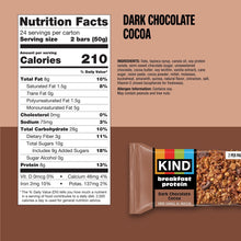 KIND Breakfast Dark Chocolate Cocoa Protein Bars, 24 ct.