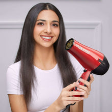 KISS Red Tourmaline Ceramic Hair Dryer with 4 Additional Styling Attachments, 1875 Watts, Red