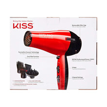 KISS Red Tourmaline Ceramic Hair Dryer with 4 Additional Styling Attachments, 1875 Watts, Red