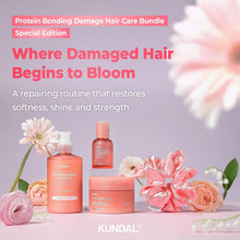 KUNDAL Protein Bonding Set Protein Bonding Shampoo, Korean Hair Care Mask, Serum Set, [Violet Muguet], 300ml 200ml 50ml, Repairing Routine Restores Softness, Shine, Manageability - Heat Protection