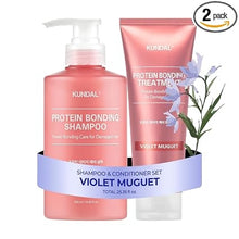 KUNDAL Protein Bonding Shampoo & Conditioner Set, Violet Muguet | 16.9 Fl Oz, Korean Hair Care, For Dry-Looking Hair, LPP Protein, Repairs Damage & Smooths Cuticles