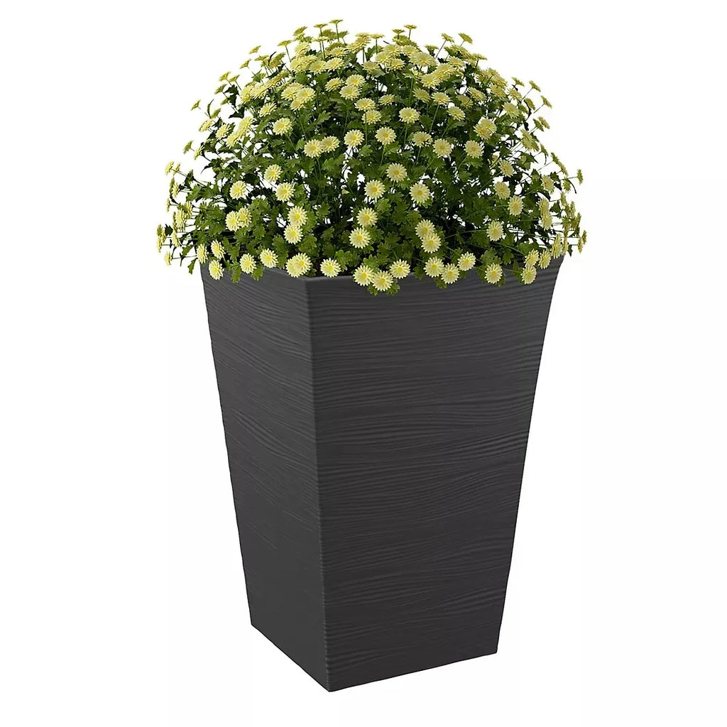 Keter Wave Planter Durable Resin Modern Large Flower Pot Tapered Plant ...