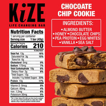KiZE Life Changing Protein Bars, Chocolate Chip Cookie, 12 ct.