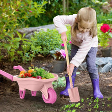 Kids Gardening Set with Wheelbarrow, Real Metal Garden Tools for Kids Ages 3-8, 4 Long Handle Tools, 3 Hand Tool, Gloves, 5 Stickers, Handbook, Outdoor Backyard Toys for Toddler Gift