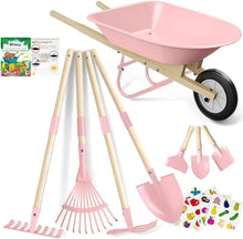 KidsWheelbarrowSetwithGardeningToolsOutdoorBackyardGardenPlayforToddlersBoysGirls3-8_withShovel_Rake_LeafRake_EasterBirthdayGifts - Brands For Less USA