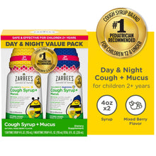 Kids Zarbee’s Cough + Cold Mucus Day and Night Value Pack, Honey, Ivy Leaf, 2x 4 fl. oz.