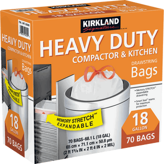 Kirkland Signature 18-Gallon Compactor & Kitchen Trash Bag, 70-count