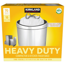 Kirkland Signature 18-Gallon Heavy Duty Compactor and Kitchen Trash Bag, 70-count