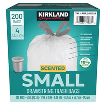 Kirkland Signature 4-Gallon Scented Small Drawstring Trash Bags, Clean Citrus, 200-count