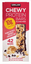 Kirkland Signature Chewy Protein Bar, Peanut Butter & Semisweet Chocolate Chip, 1.41 oz, 42-Count