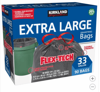 Kirkland Signature Flex-Tech 33-Gallon Trash Bag, 90-count