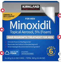 Kirkland Signature Hair Regrowth Treatment Minoxidil Foam for Men, 2.11 oz, 6-count