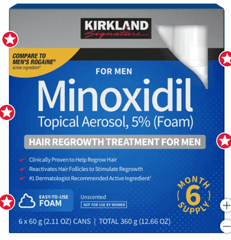 Kirkland Signature Hair Regrowth Treatment Minoxidil Foam for Men, 2.11 oz, 6-count